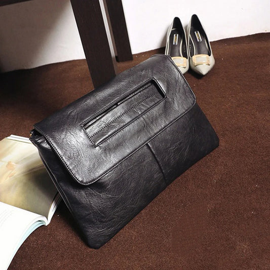 Soft PU Leather Envelope Clutch – Minimalist Zipper Pouch