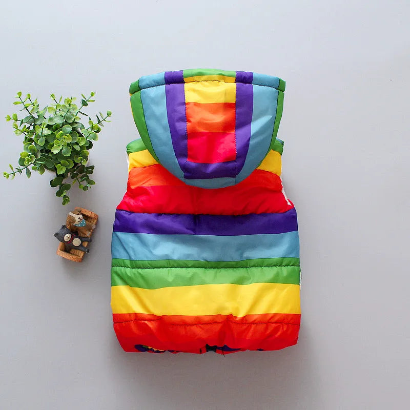 Girls’ Hooded Plush Stripe Vest