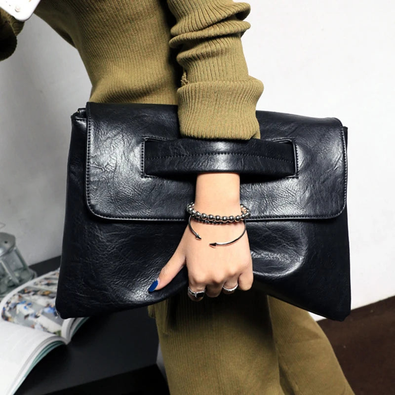 Soft PU Leather Envelope Clutch β Minimalist Zipper Pouch