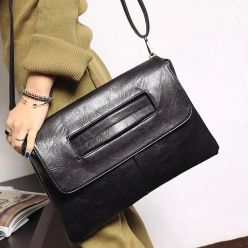 Soft PU Leather Envelope Clutch β Minimalist Zipper Pouch