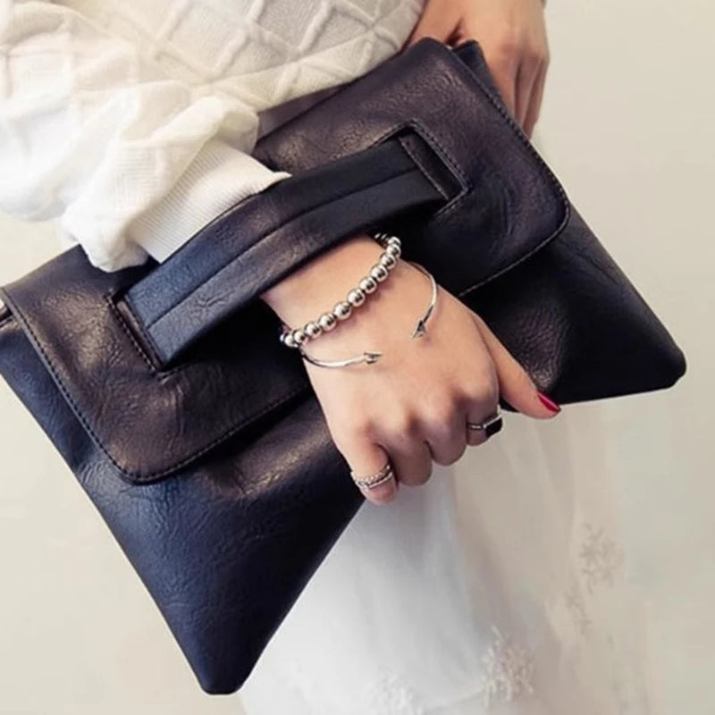Soft PU Leather Envelope Clutch β Minimalist Zipper Pouch