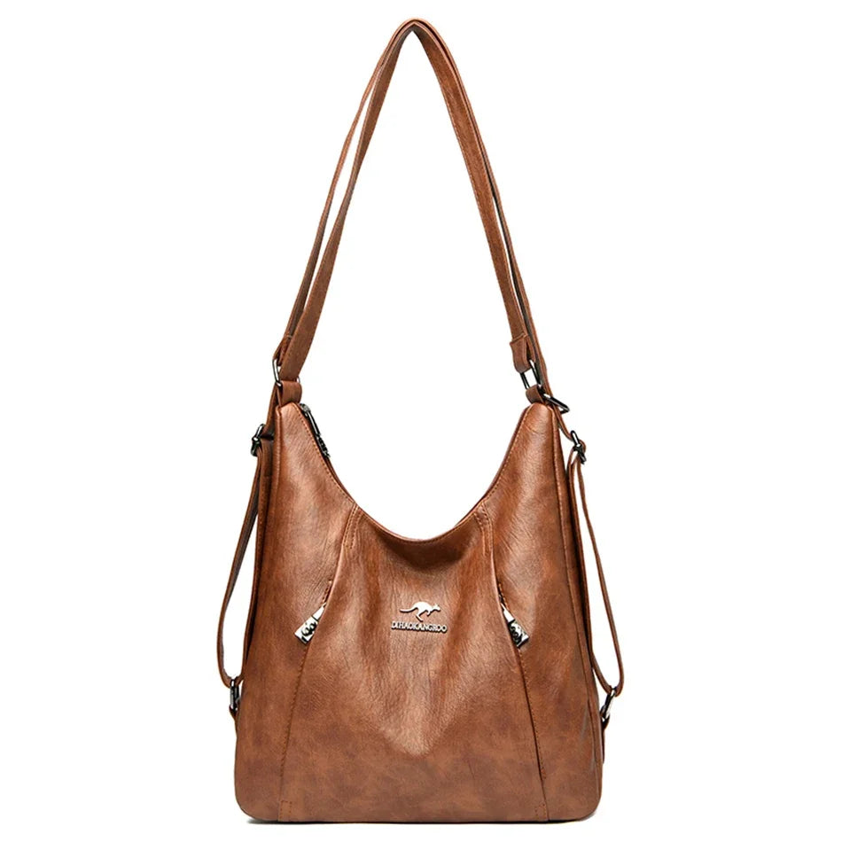 Elegant Multifunction Leather Handbag – High-End Shoulder Bag for Women