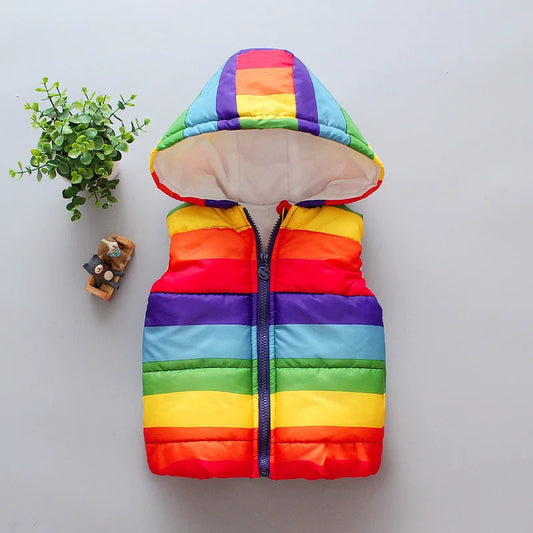 Girls’ Hooded Plush Stripe Vest