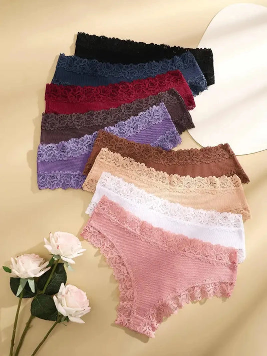 3-Piece Floral Lace Bikini Briefs (M–XL)