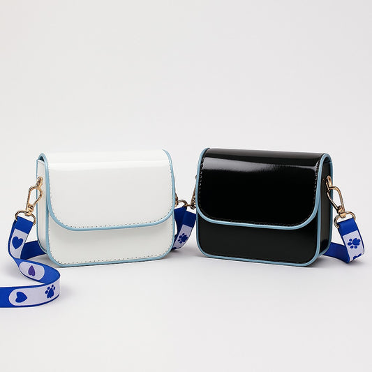 Kids Patent Mini Crossbody (White or Black) with Random Cartoon Surprise